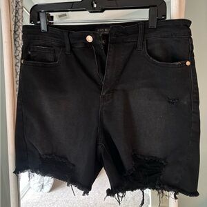 Judy Blue Little Black Denim Frayed Shorts in XL